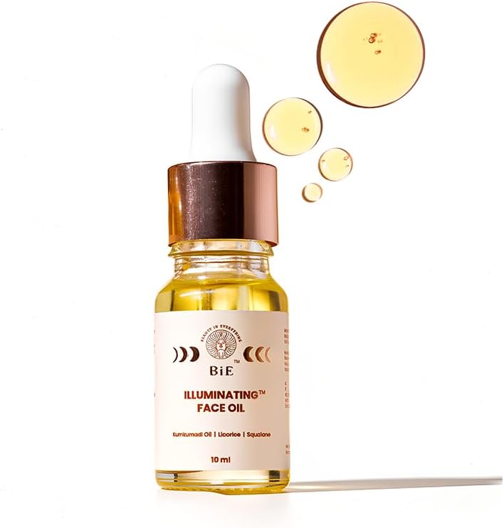 BiE (BEAUTY IN EVERYTHING) Huile Éclat Visage au Squalane et Kumkumadi pour un éclat et une luminosité instantanés | Pour peaux sèches, mixtes, sensibles | Huile visage pour hommes et femmes | Sans parfum ajouté | 10ml