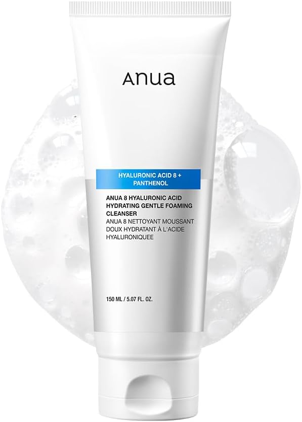 ANUA Nettoyant Moussant Doux Hydratant, Acide Hyaluronique, Glycérine, Zinc, Panthénol, Nettoyant Visage Coréen pour Peaux Sèches, pour Double Nettoyage, Soin Visage Coréen (150ml/5.07fl oz.)