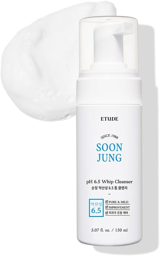 ETUDE SoonJung 5.5 Foam Cleanser | Soft Bubble Hydrating Vegan Facial Cleanser for Sensitive Skin | Fragrance-Free Low-pH Korean Cleansing Wash | K-Beauty | Vegan 5.1 fl. oz. (150ml)