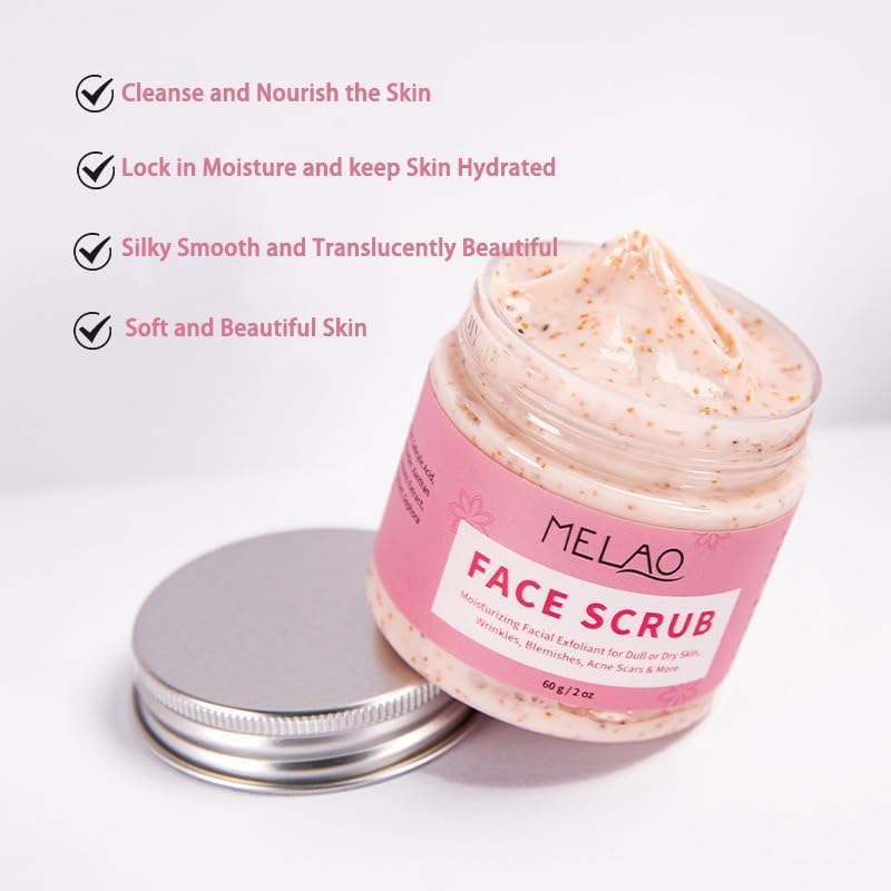 Gommage Visage 60g au Rétinol et Acide Salicylique - Exfoliant Doux pour une Peau Lisse - Formule Naturelle au Beurre de Karité, Huile de Jojoba et Vitamine E, Vegan & Sans Cruauté Animale