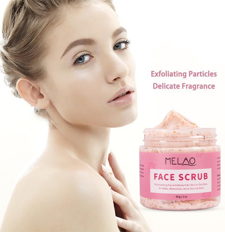 Gommage Visage 60g au Rétinol et Acide Salicylique - Exfoliant Doux pour une Peau Lisse - Formule Naturelle au Beurre de Karité, Huile de Jojoba et Vitamine E, Vegan & Sans Cruauté Animale