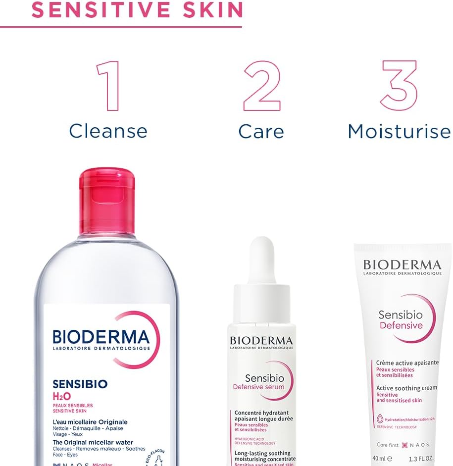 BIODERMA Sensibio H2O Eau Micellaire - Nettoyant Démaquillant Apaisant Visage pour Peaux Sensibles, 500ml