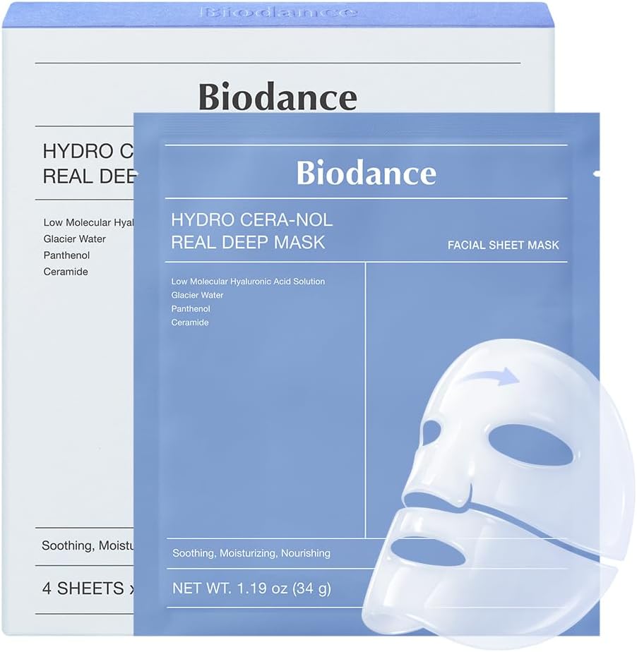 BIODANCE Masque Hydrogel Nuit Rafraîchissant Vraie Algue Marine, Apaisant, Contrôle du sébum et de l'excès de sébum, Soin des imperfections, Soin coréen | 1.19oz(34g) x 4ea