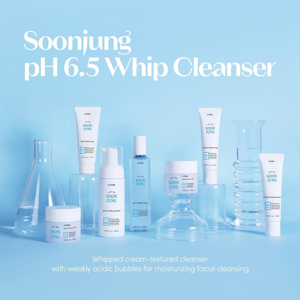ETUDE SoonJung 5.5 Foam Cleanser | Soft Bubble Hydrating Vegan Facial Cleanser for Sensitive Skin | Fragrance-Free Low-pH Korean Cleansing Wash | K-Beauty | Vegan 5.1 fl. oz. (150ml)
