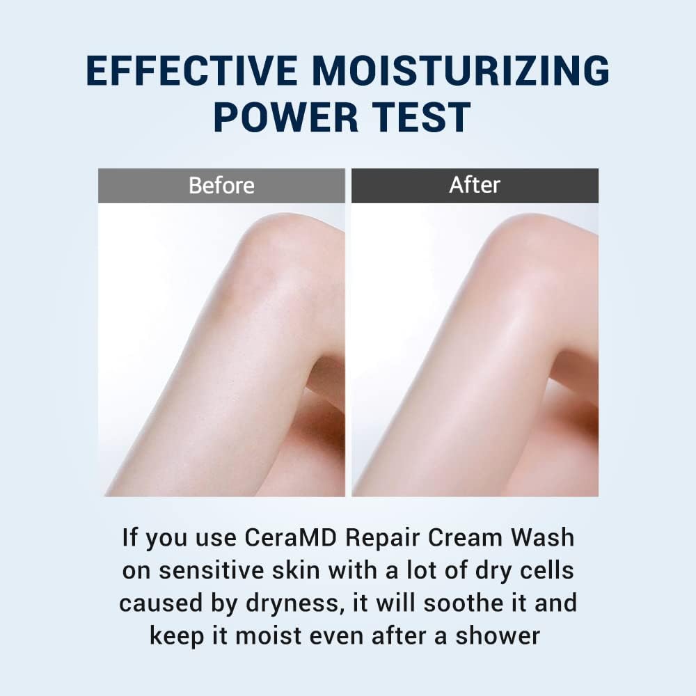 Derma B CeraMD Crème Lavante Réparatrice, Nettoyant Corps et Visage Crémeux, Sans Parfum, pour Peaux Sèches Sensibles et Sujettes aux Démangeaisons, Hydratation Intense, Sans Parabènes, Gel Douche Crème, 400ml