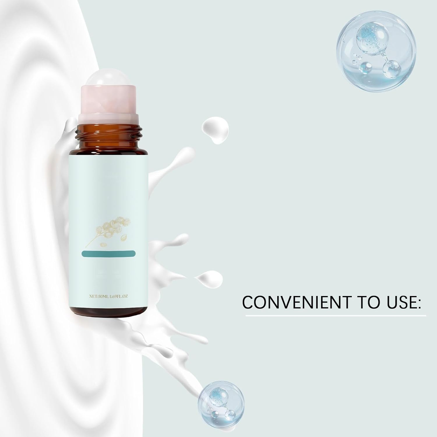 Frankincense and Castor Oil Roller with Rose Quartz – Soothing Firming Facial Oil for Face and Neck – Daily Self-Care Ritual for Soft, Smooth, and Refreshed Skin (1PCS)