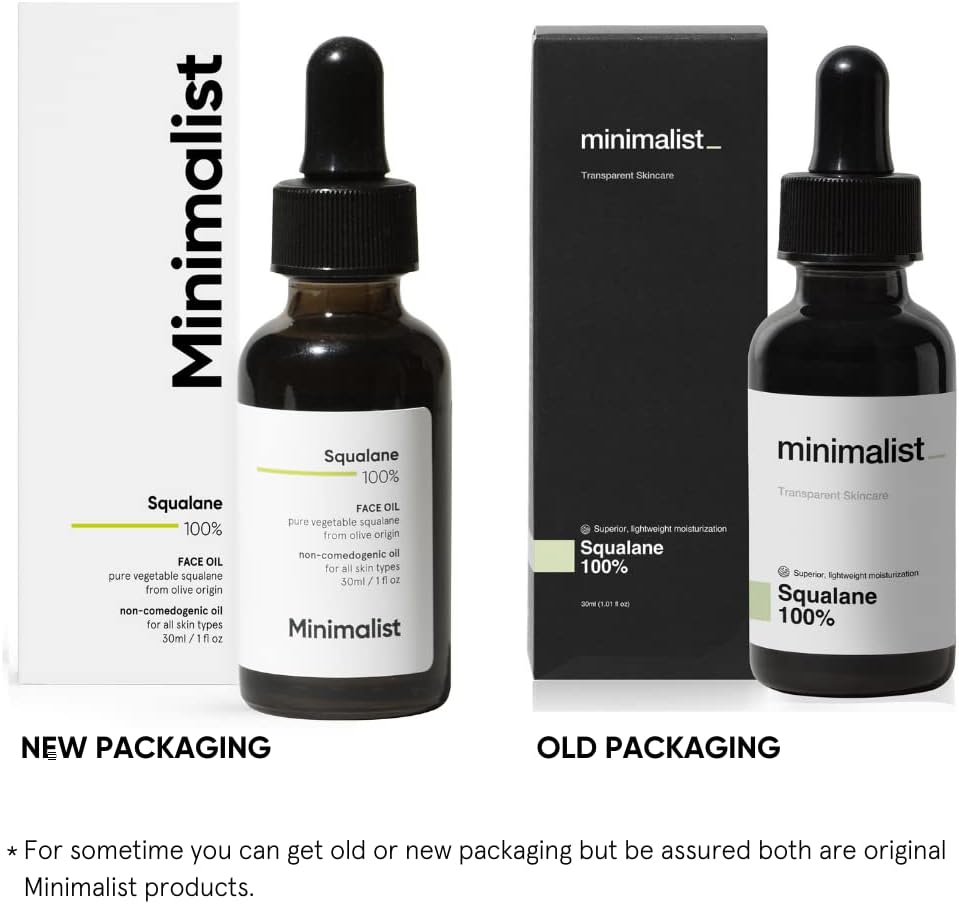 Huile Visage Minimaliste Hydratante | Squalane 100% | Ultra-légère et d'Origine Végétale | Hydratation Légère et Réduction des Ridules, 30 ml 1 fl oz (Lot de 1)