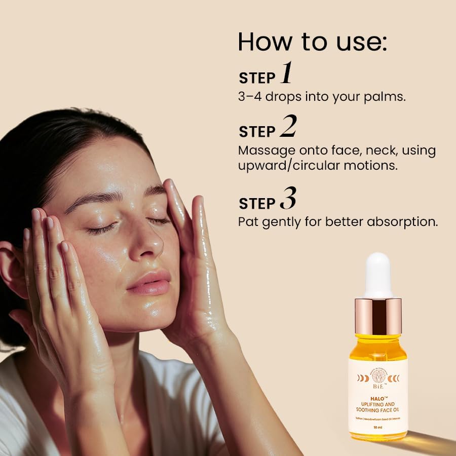 BiE Halo - Huile visage nourrissante et apaisante au pur safran pour une peau plus lumineuse | Parfaite pour l'hyperpigmentation, les taches brunes et le teint terne | Pur Kumkumadi Tailam | Éclaircit et répare la peau | Pour hommes et femmes | 10ml