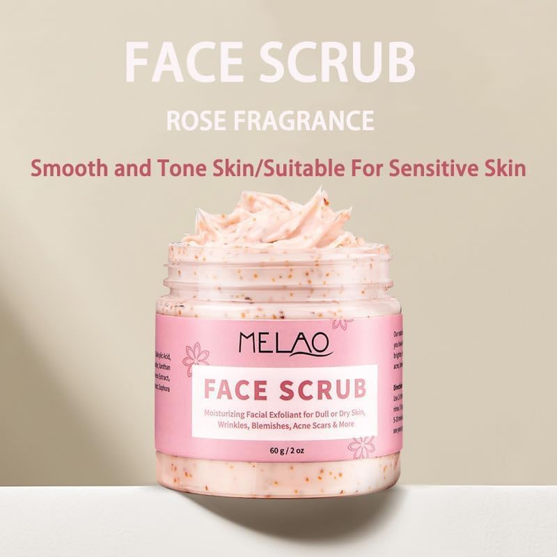 Gommage Visage 60g au Rétinol et Acide Salicylique - Exfoliant Doux pour une Peau Lisse - Formule Naturelle au Beurre de Karité, Huile de Jojoba et Vitamine E, Vegan & Sans Cruauté Animale