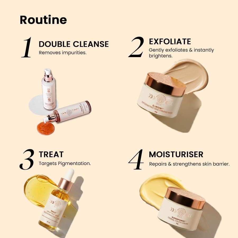BiE Halo - Huile visage nourrissante et apaisante au pur safran pour une peau plus lumineuse | Parfaite pour l'hyperpigmentation, les taches brunes et le teint terne | Pur Kumkumadi Tailam | Éclaircit et répare la peau | Pour hommes et femmes | 10ml