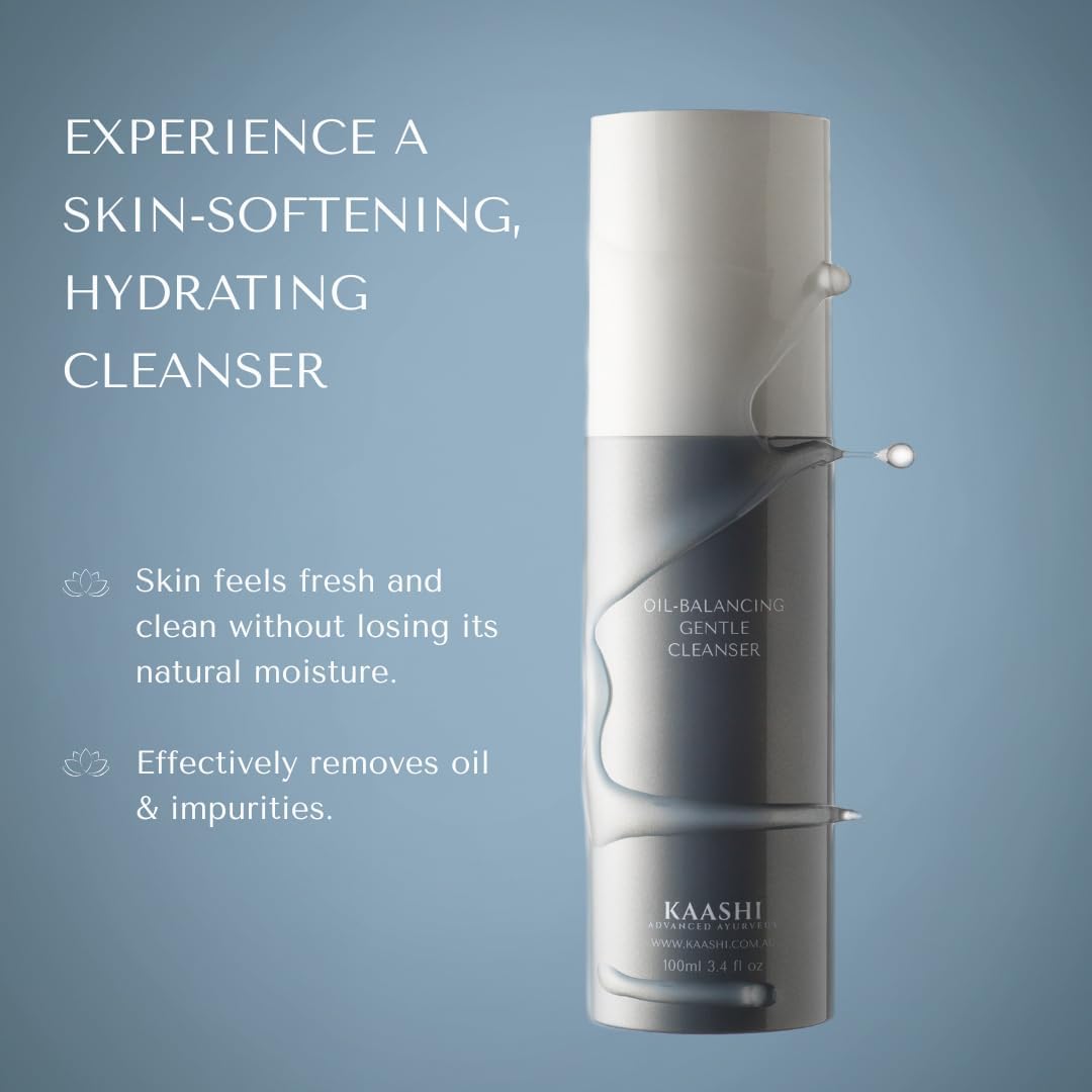 KAASHI Nettoyant doux équilibrant l'huile, léger + hydratant, réparateur de la barrière cutanée, apaisant, non moussant avec noix de coco, figue, huile de son de riz pour peaux sèches, grasses et mixtes