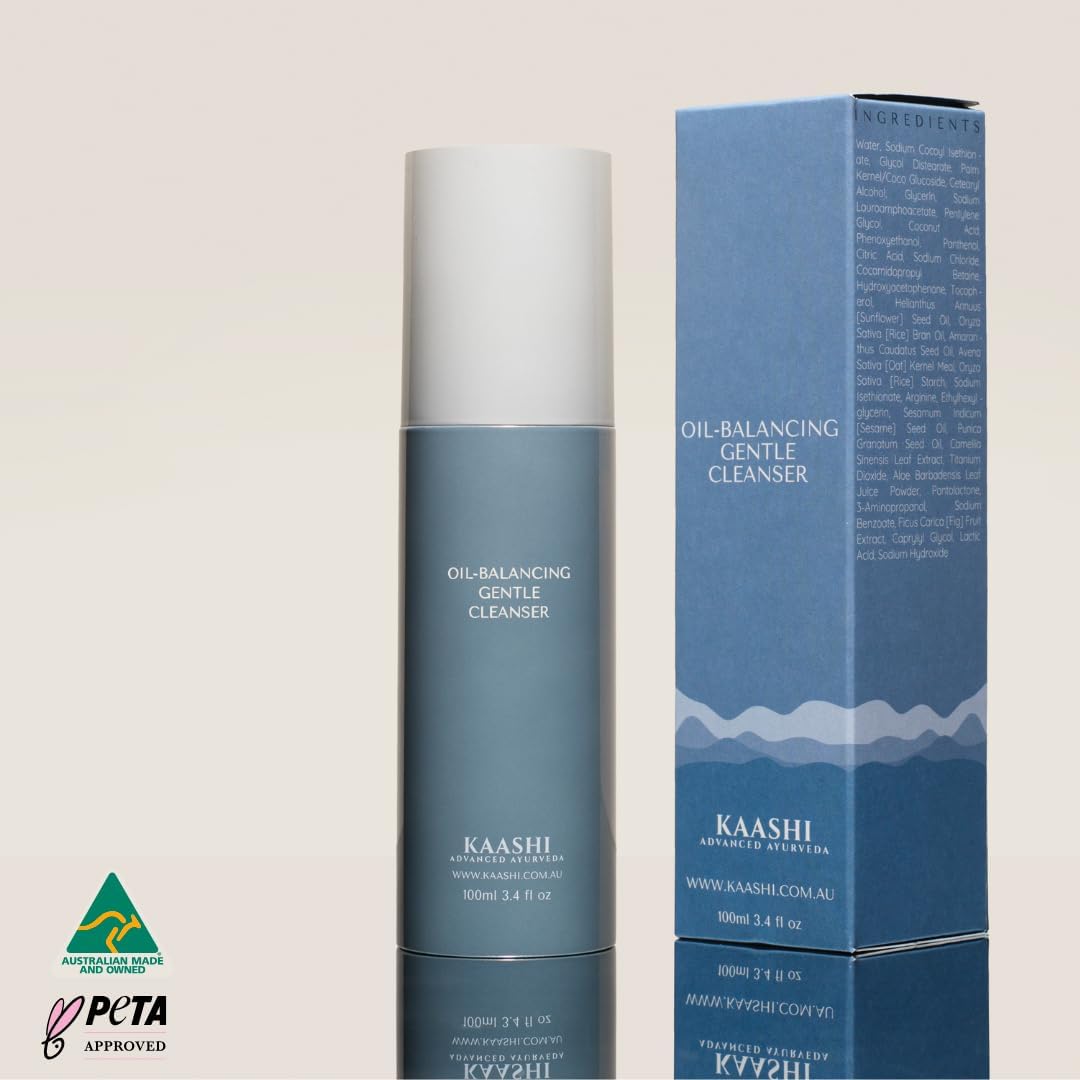 KAASHI Nettoyant doux équilibrant l'huile, léger + hydratant, réparateur de la barrière cutanée, apaisant, non moussant avec noix de coco, figue, huile de son de riz pour peaux sèches, grasses et mixtes