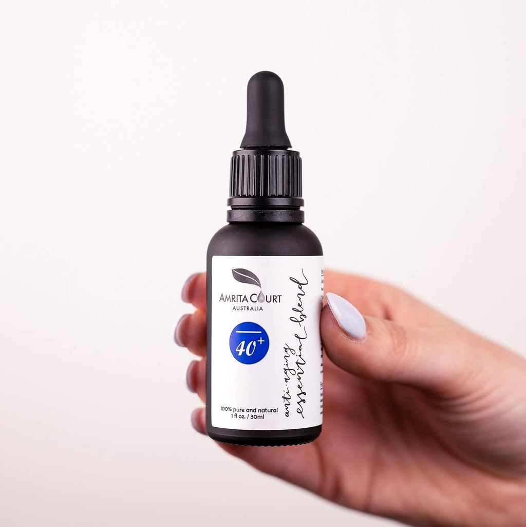 Mélange d'huiles essentielles anti-âge 40+, contient du Néroli, huile raffermissante illuminatrice pour le visage, fabriqué à la main en Australie, végétalien, écologique, anti-rides, pour les 40 ans et plus, 30ML