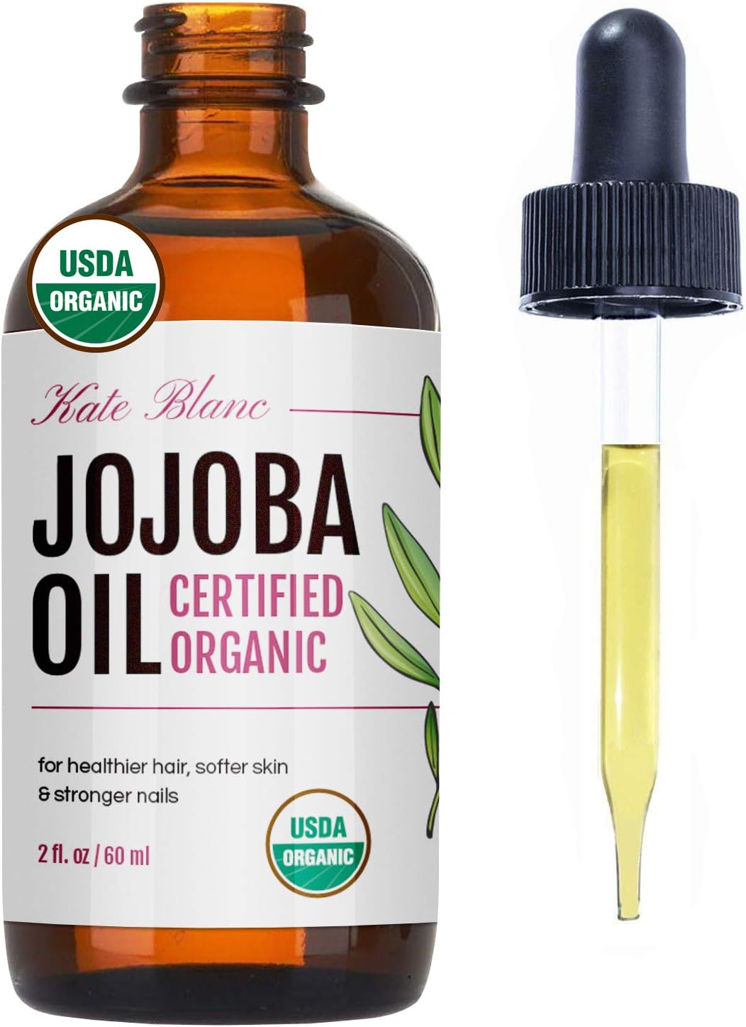 Jojoba Oil (60ml), Organic, 100 Pure & Natural, Revitalises Hair and Gives Skin a Radiant and Youthful Look, Great for Lips, Cuticles, Stretch Marks, Beard, Leaving You Vibrant and Glowing. Works for Men and Women