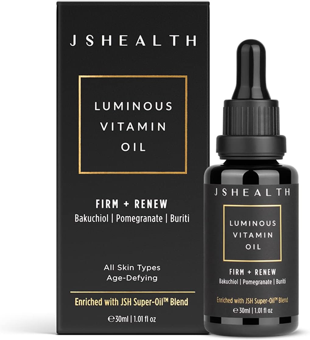 Huile visage hydratante JSHealth pour femmes et hommes à l'huile de rose et à l'huile de vitamine E pour la peau - Huile faciale pour peaux sèches