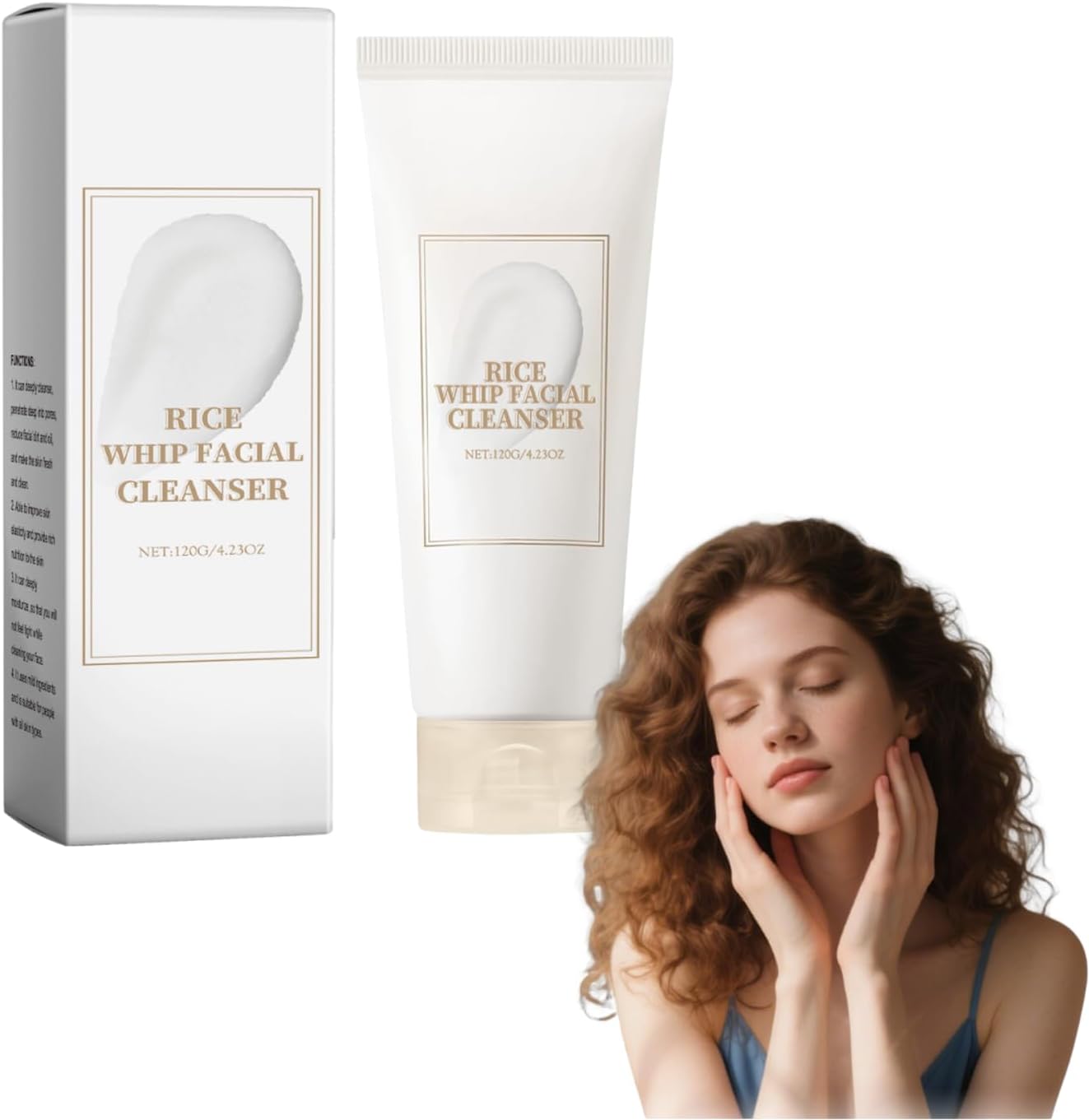 Rice Water Bright Foaming Facial Cleanser - Gentle Daily Hydrating & Moisturizing Face Wash with Creamy Lather, Deep Cleansing Pores Without Drying for Sensitive and Oily Skin Balance (2 PCS)