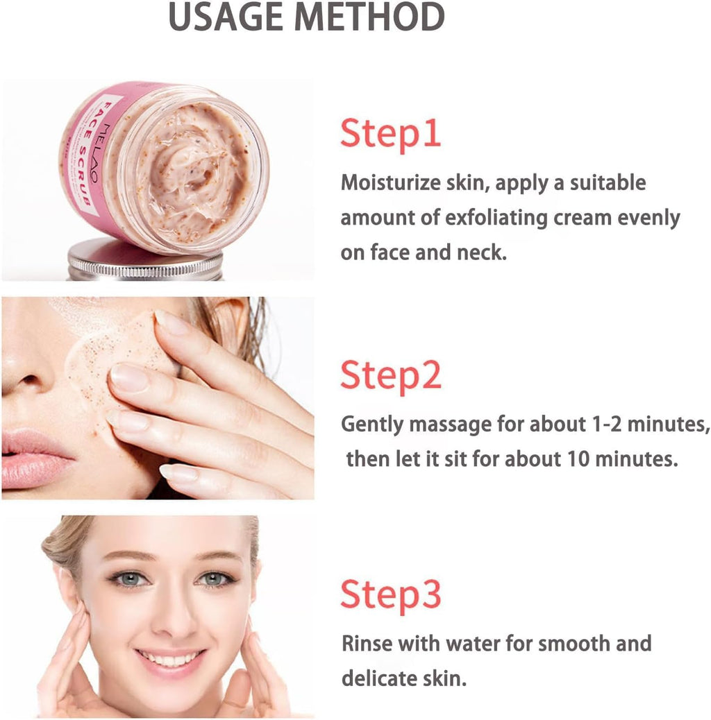 Gommage Visage 60g au Rétinol et Acide Salicylique - Exfoliant Doux pour une Peau Lisse - Formule Naturelle au Beurre de Karité, Huile de Jojoba et Vitamine E, Vegan & Sans Cruauté Animale