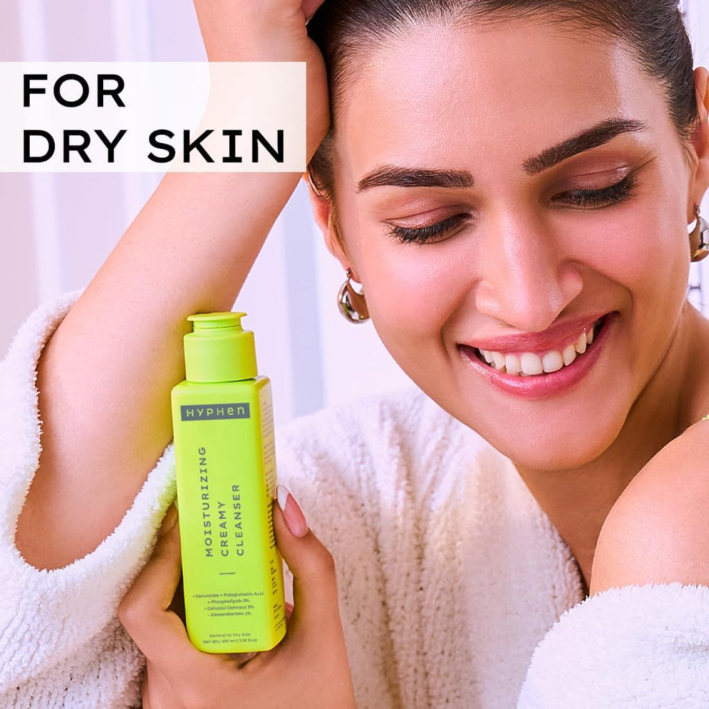Hyphen Nettoyant Visage Crème Hydratant pour Peaux Sèches et Sensibles | 2 % Céramides et Acide Polyglutamique | Réparation de la Barrière Cutanée, Hydratation et Nettoyage Doux | Nettoyant Quotidien pour Hommes et Femmes - 100 ml