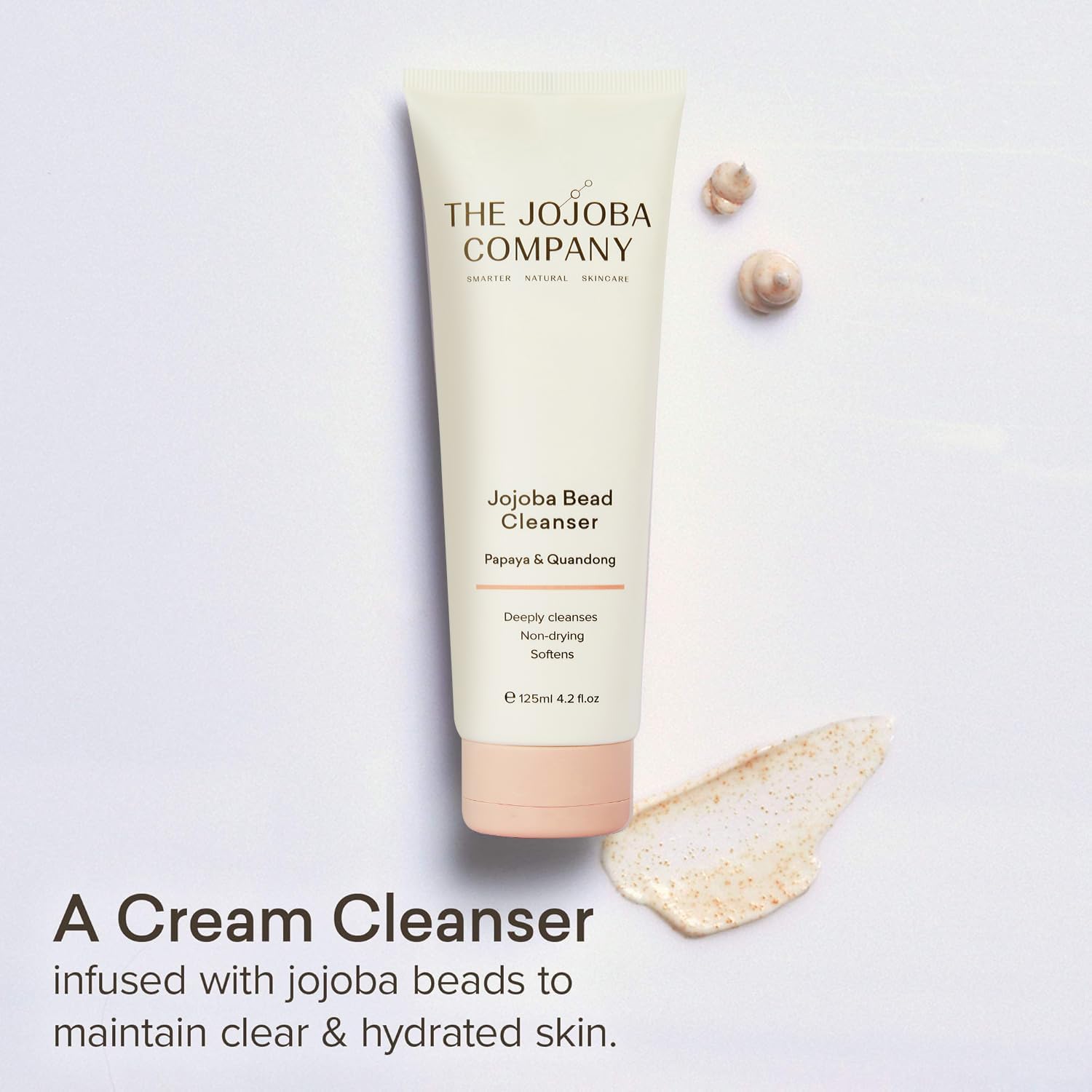 Jojoba Company Bead Cleanser With Papaya & Quandong Exfoliating & Hydrating Cream Face Wash Gentle For Sensitive Skin Pore Cleansing For All Skin Types 125ml