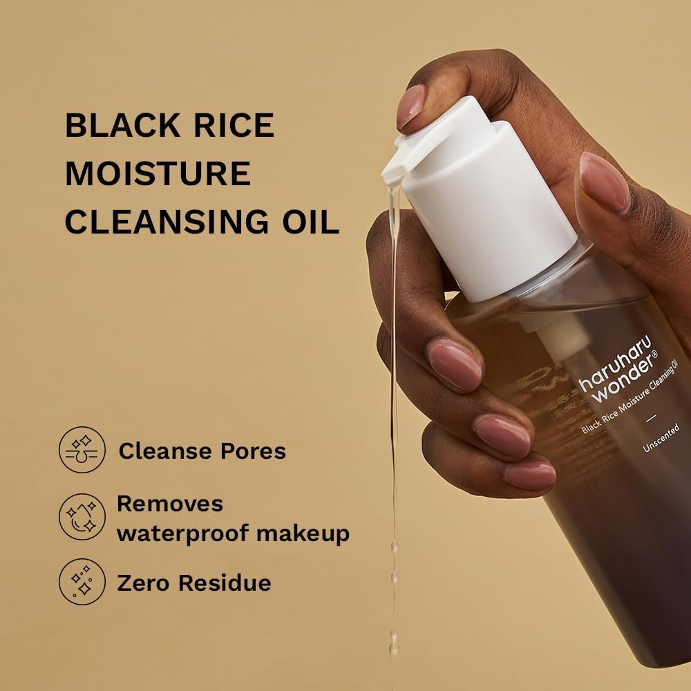 haruharu wonder Huile Démaquillante Hydratante au Riz Noir, Double Nettoyage, Démaquillant Quotidien, Nettoyant Huile pour les Pores, Soin Coréen, Pour peaux sensibles, Non comédogène, 150ml