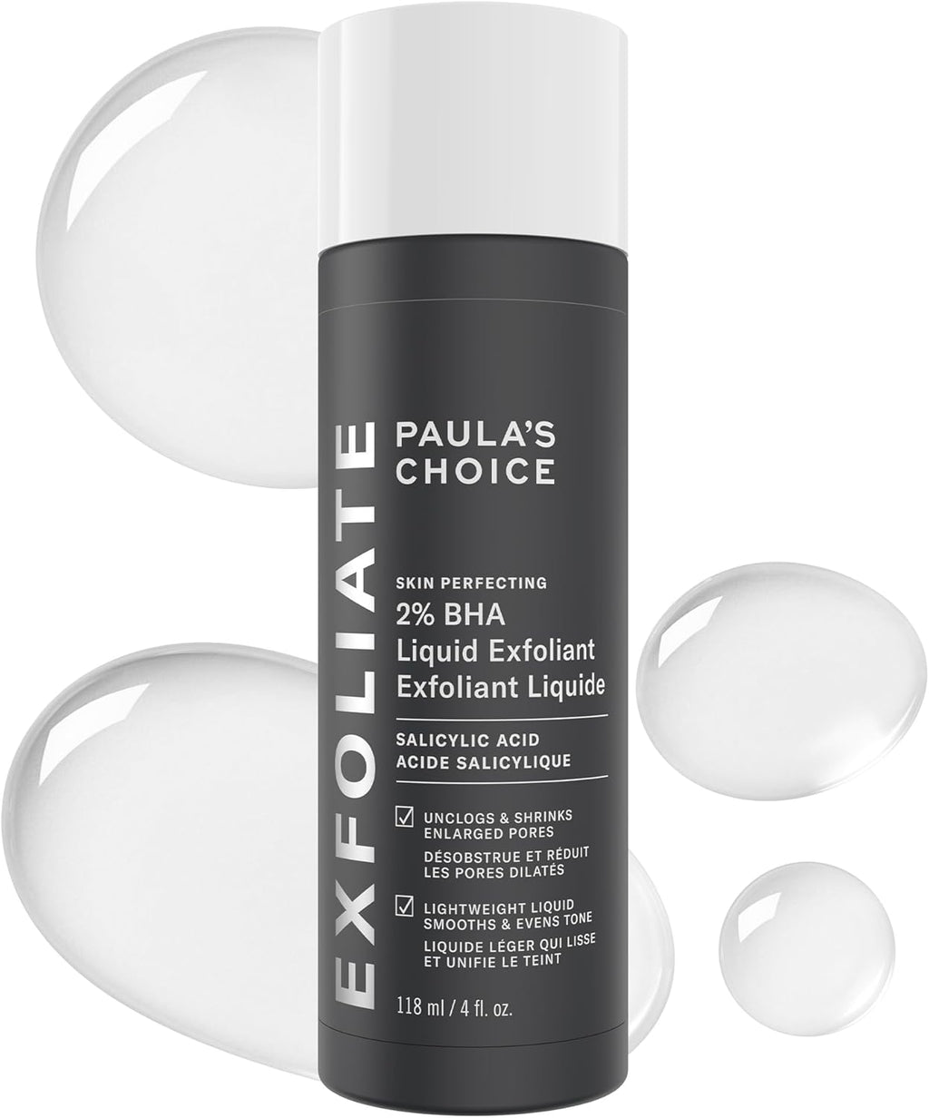 Exfoliant liquide Paula's Choice Skin Perfecting 2% BHA à l'acide salicylique, exfoliant doux pour le visage contre les points noirs, les pores dilatés, les rides et ridules, format voyage, flacon de 30 ml