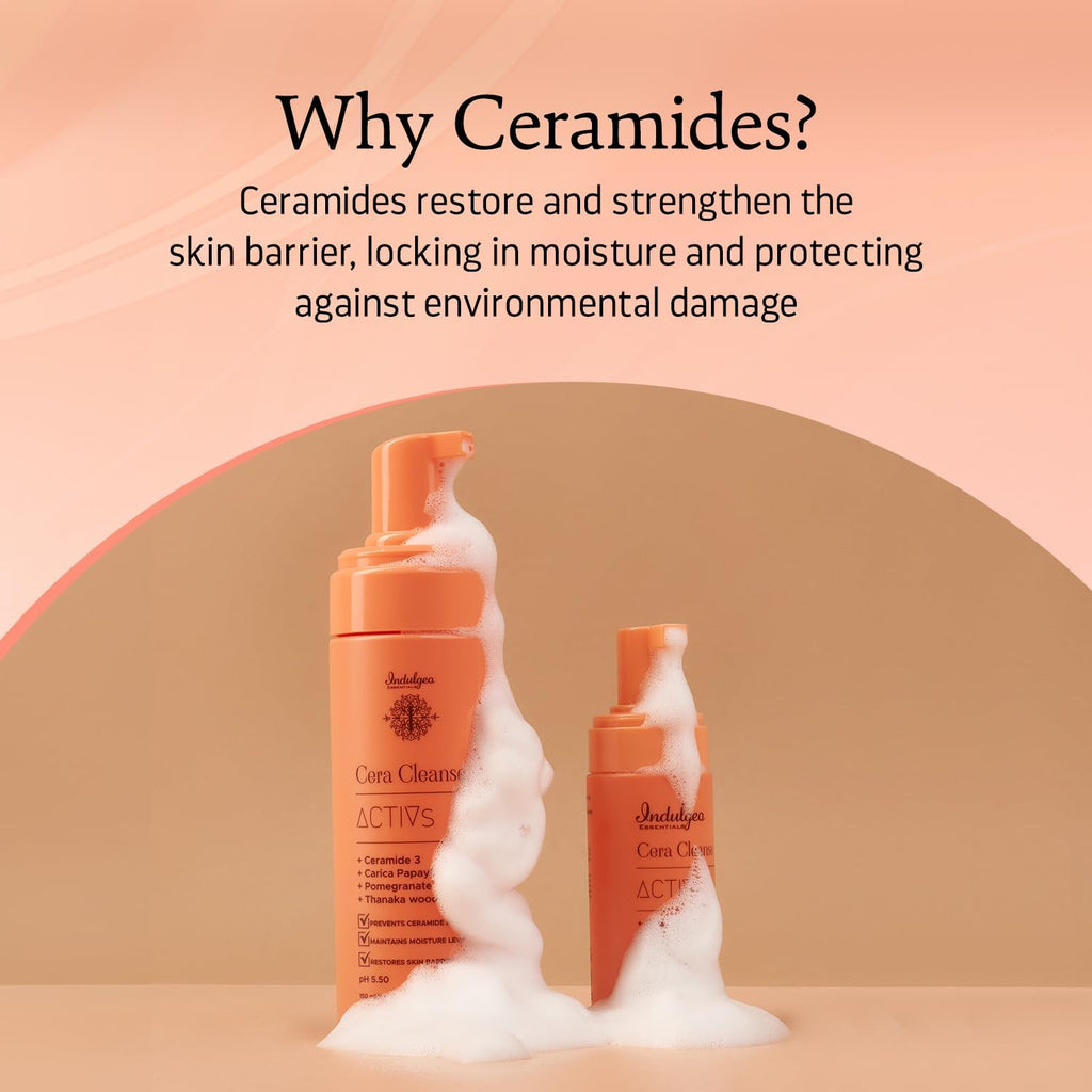 Indulgeo Essentials CERA CLEANSE - Ceramide Foaming Face Wash, 150ml - For All Skin Types | 100% Organic, Hand Made Ceramide Face Wash