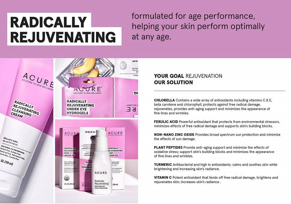Gommage Éclat Visage Acure - Nettoyant exfoliant, Gommage et exfoliant doux quotidien pour femmes et hommes pour une peau éclatante, Nettoyant à base d'algues marines et d'argile verte française - 118 ml