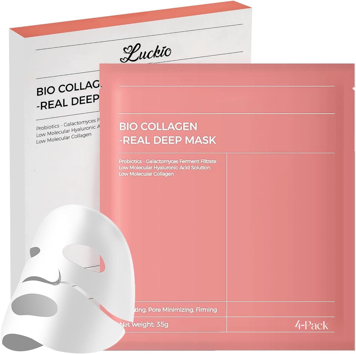 Hydro Cera-nol Real Deep Mask, Masque de nuit à l'hydrogel, Masque facial hydratant pour peaux sensibles, Réduit les rougeurs et apaise rapidement, Soin coréen, Bas de Noël (34g x 4 masques)