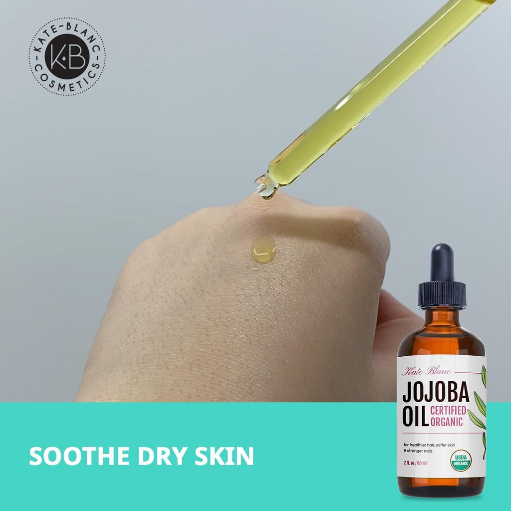 Jojoba Oil (60ml), Organic, 100 Pure & Natural, Revitalises Hair and Gives Skin a Radiant and Youthful Look, Great for Lips, Cuticles, Stretch Marks, Beard, Leaving You Vibrant and Glowing. Works for Men and Women