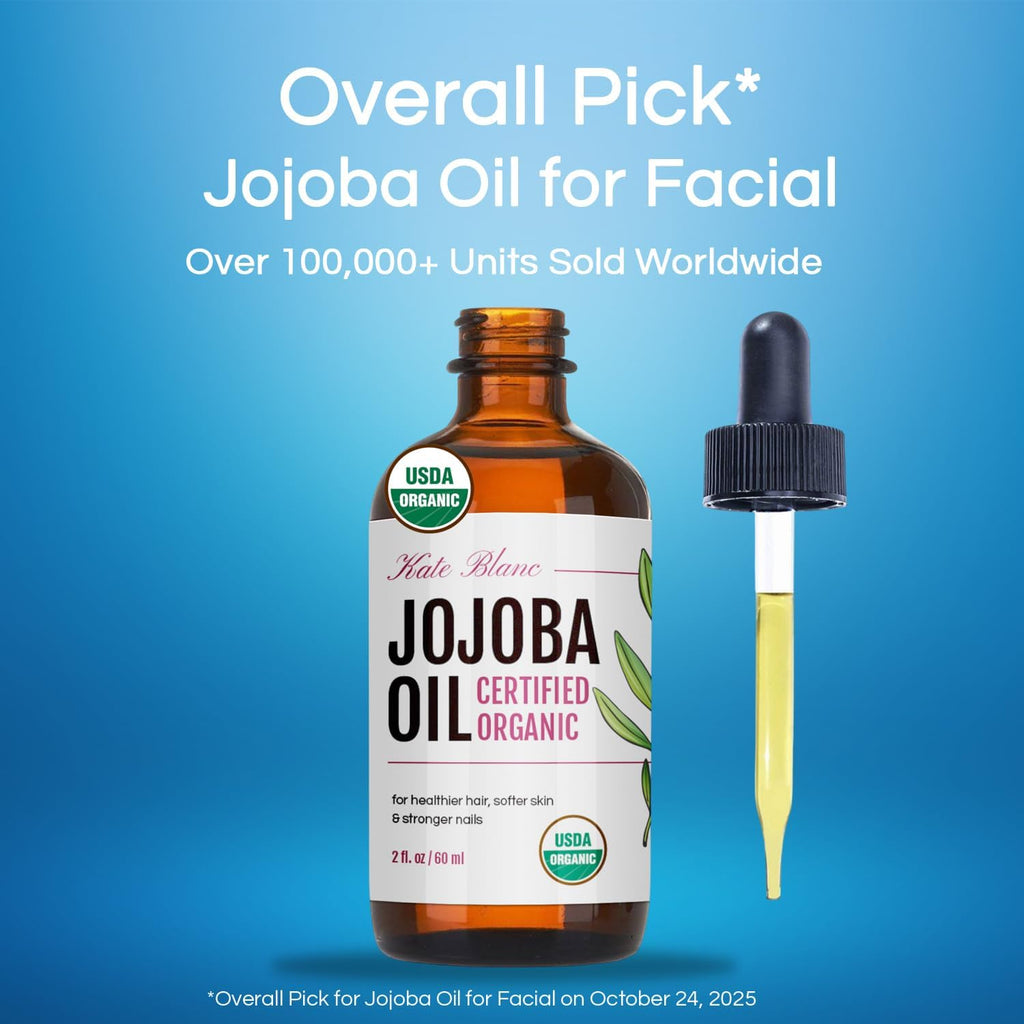 Jojoba Oil (60ml), Organic, 100 Pure & Natural, Revitalises Hair and Gives Skin a Radiant and Youthful Look, Great for Lips, Cuticles, Stretch Marks, Beard, Leaving You Vibrant and Glowing. Works for Men and Women