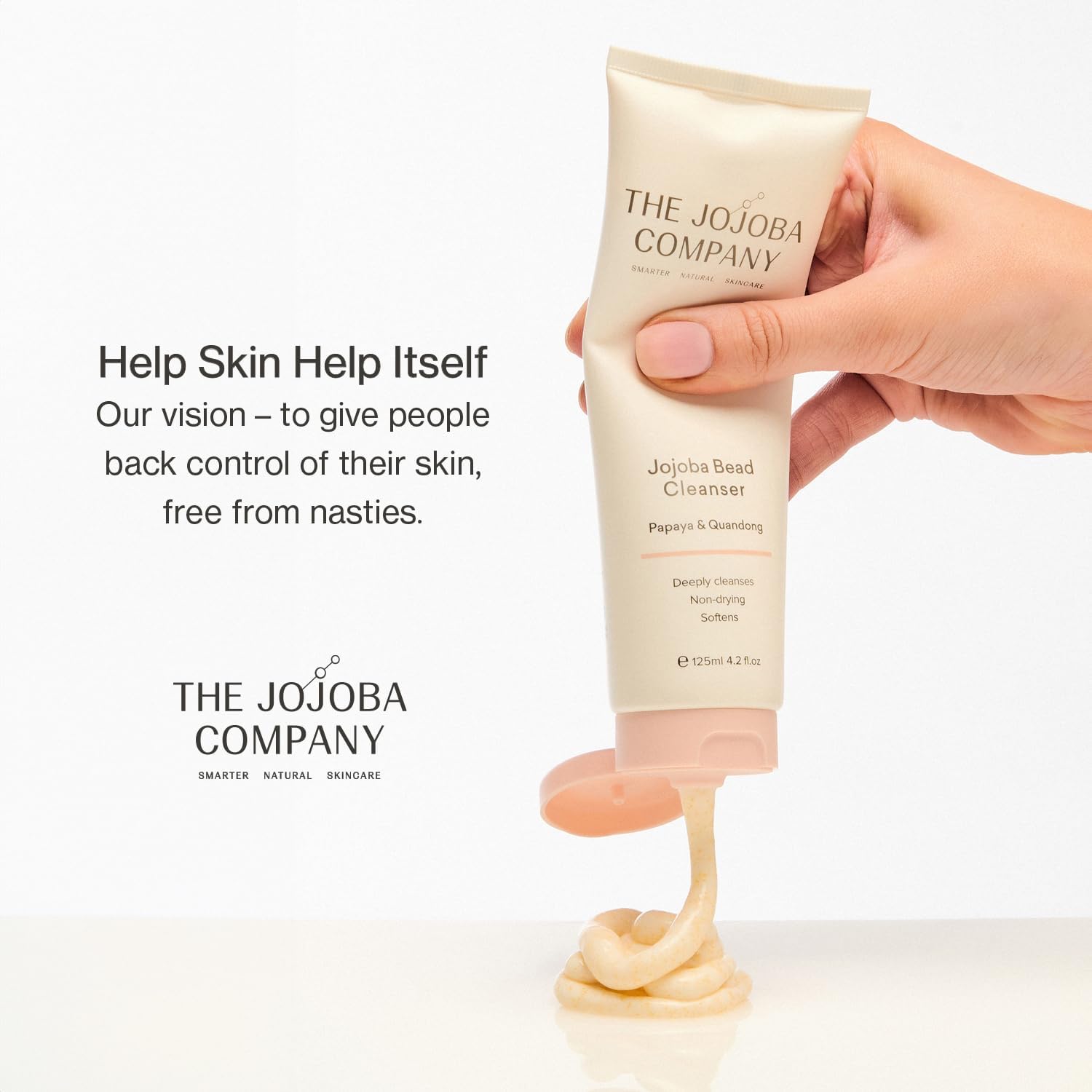 Jojoba Company Bead Cleanser With Papaya & Quandong Exfoliating & Hydrating Cream Face Wash Gentle For Sensitive Skin Pore Cleansing For All Skin Types 125ml