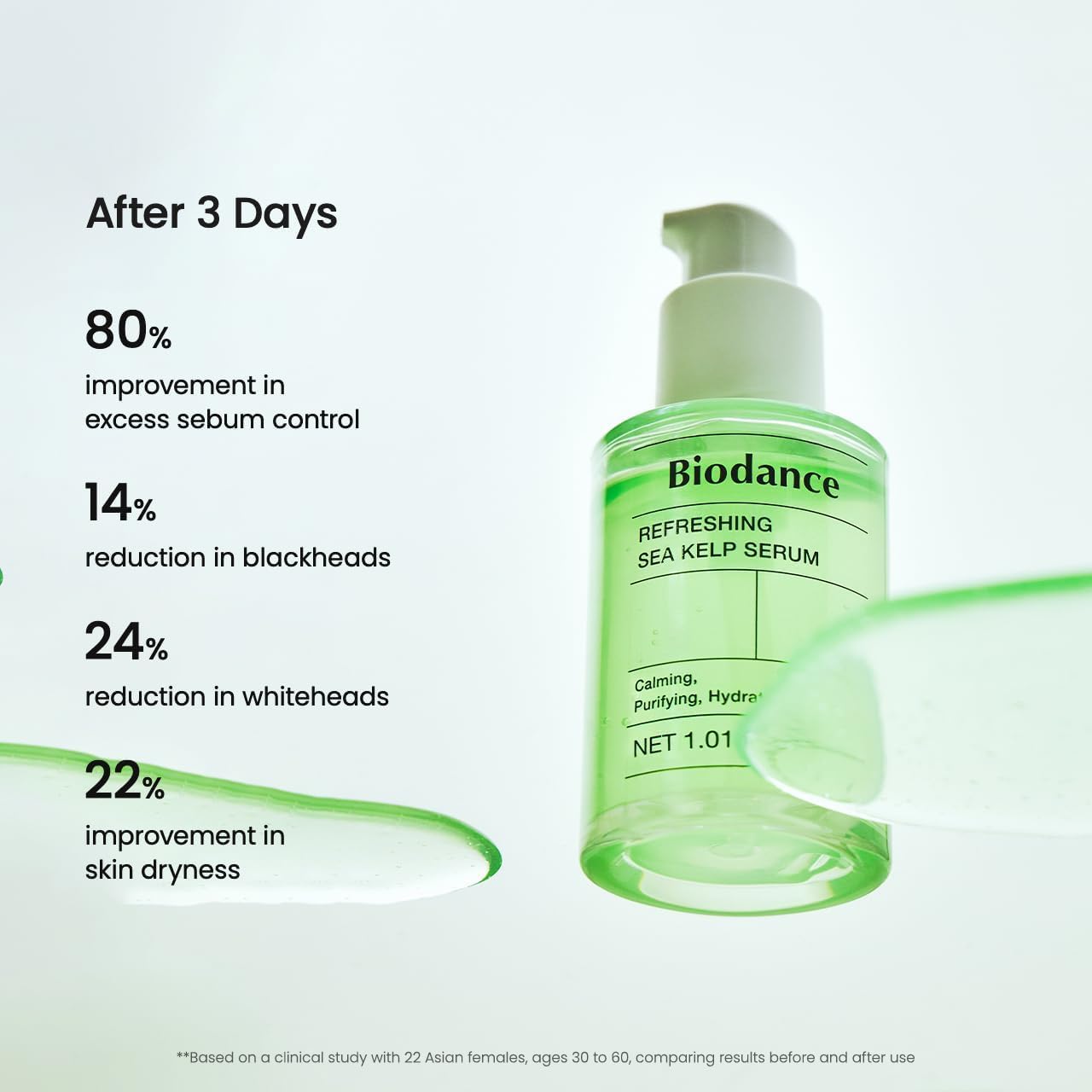 BIODANCE Refreshing Sea Kelp Serum, Oil & Sebum Control, Soothing, Calming Serum for Oily & Combination, Sensitive Skin, Korean Skin Care | 1.01 fl.oz x 1 ea