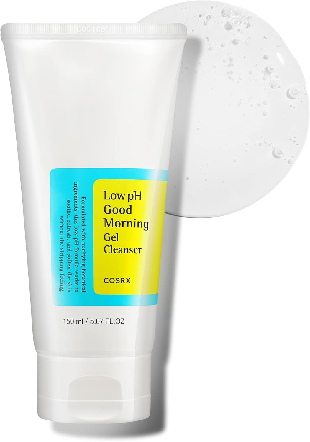 COSRX Nettoyant Gel Matin Doux pH Faible 150ml, Nettoyant Visage Doux Quotidien pour Peaux Sensibles avec BHA & Huile d'Arbre à Thé, Équilibre le pH, Sans Parabènes, Sans Sulfates, Soin Coréen