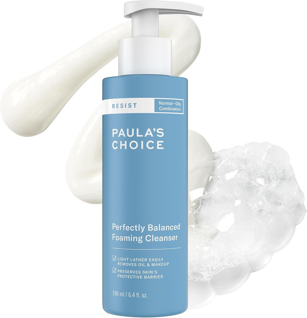 Paula's Choice RESIST Perfectly Balanced Foaming Cleanser, Hyaluronic Acid & Aloe, Anti-Ageing Face Wash, Large Pores & Oily Skin, 190 ml