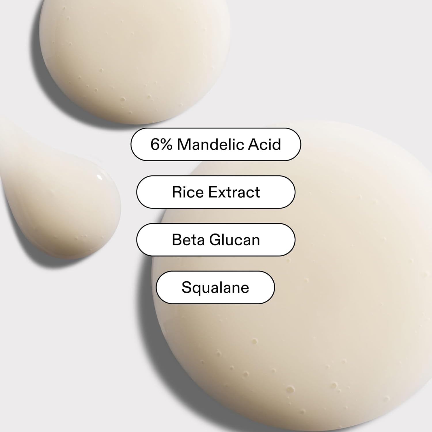 Glaçage Peau Lissée, 6% Acide Mandélique, Exfoliant Visage, Gel, Tous Types de Peau, Extrait de Riz, Bêta-Glucane, Squalane, Sans Parfum, 115ml