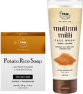 TNW-The Natural Wash Combo de Nettoyant Visage Multani Mitti & Savon Artisanal Pomme de Terre Riz | Nettoyant Visage Pour Peau Normale à Grasse. 100 ML | Le Savon Réduit le Bronzage, Diminue les Taches Brunes Pour Peau Grasse - 100 G