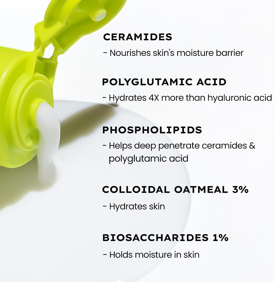 Hyphen Nettoyant Visage Crème Hydratant pour Peaux Sèches et Sensibles | 2 % Céramides et Acide Polyglutamique | Réparation de la Barrière Cutanée, Hydratation et Nettoyage Doux | Nettoyant Quotidien pour Hommes et Femmes - 100 ml