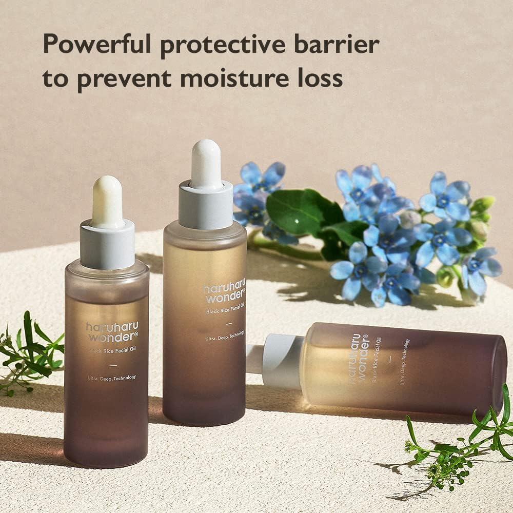 Haruharu Wonder Black Rice Facial Oil (30ml), last stage of morning and evening skin care, nutritional essence for excellent moisturing and soothing effect