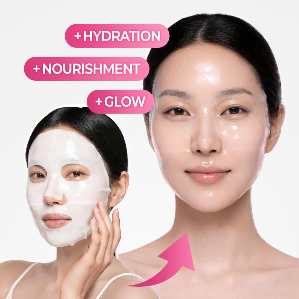 Masque Visage Hydrogel au Collagène NEXTBEAU (Lot de 4, 34g chacun / 1,19oz) – Masques Coréens au Collagène Hydrolysé, Acide Hyaluronique, Niacinamide & Peptides pour une Hydratation Profonde et une Peau Lisse et d'Apparence Saine