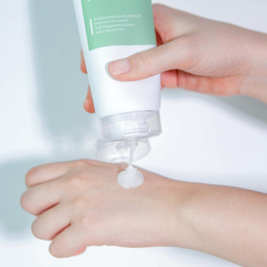 [BONAJOUR] Gel Peeling AHA au Thé Vert – Gel Exfoliant Coréen à l'Enzyme AHA, Exfoliant Doux pour le Visage & Soin K-Beauty Vegan pour une Peau Douce et Éclatante, 150 ml