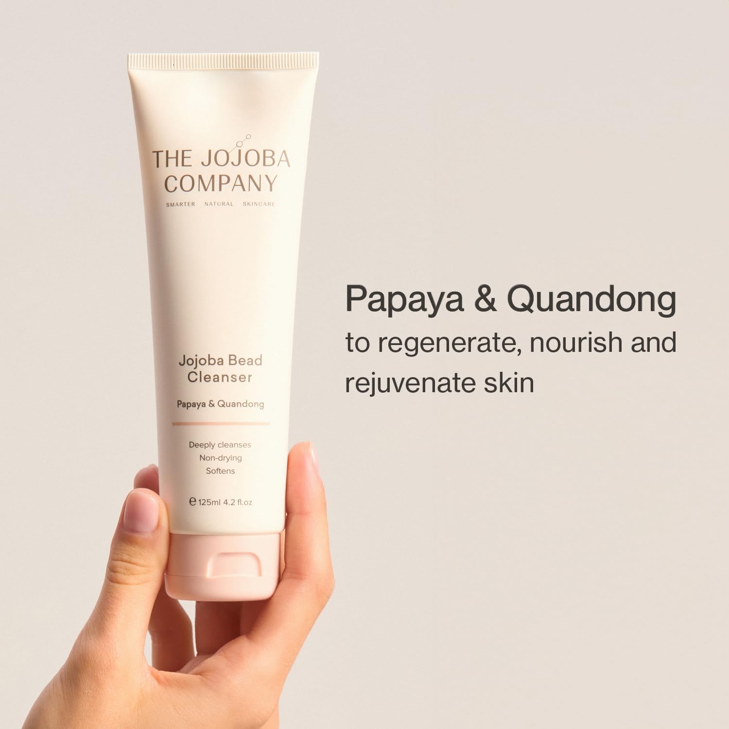 Jojoba Company Bead Cleanser With Papaya & Quandong Exfoliating & Hydrating Cream Face Wash Gentle For Sensitive Skin Pore Cleansing For All Skin Types 125ml