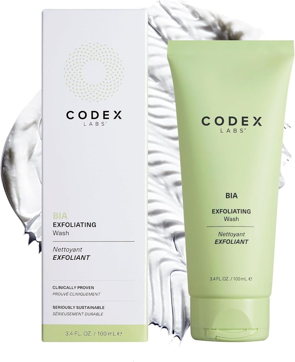 Nettoyant exfoliant visage Bia Codex Labs 2.0 - Nettoyant doux pour le visage pour femmes, peaux sèches et sensibles - Nettoyant visage vegan au jojoba et au chardon-marie, tous types de peau, soin sans cruauté animale (100ml)