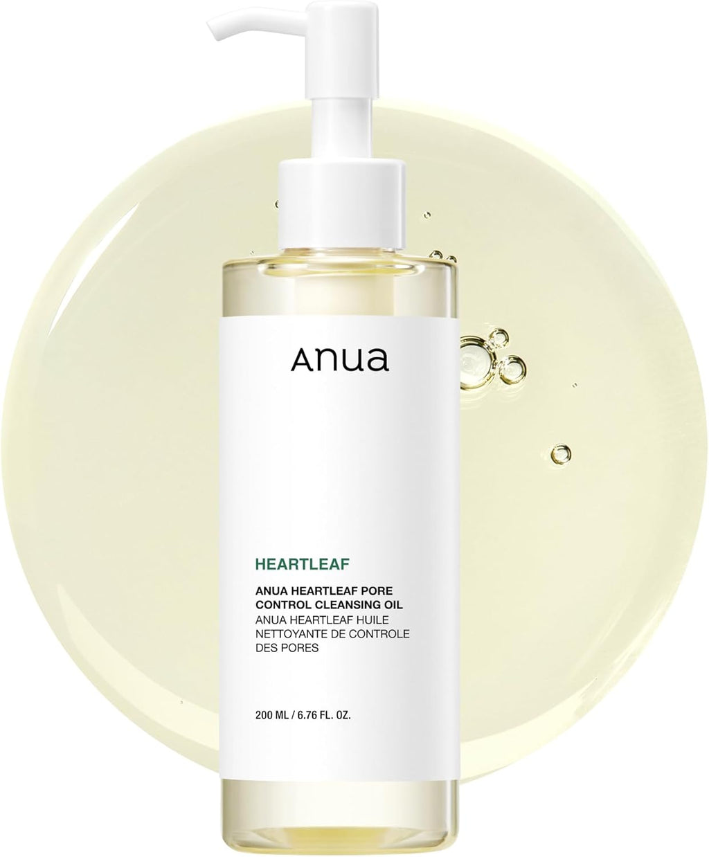 Anua Huile Nettoyante Contrôle des Pores Heartleaf, Démaquillant Huile Visage, Dissolvant Points Noirs, Soin Coréen 200ml (6.76 fl oz)