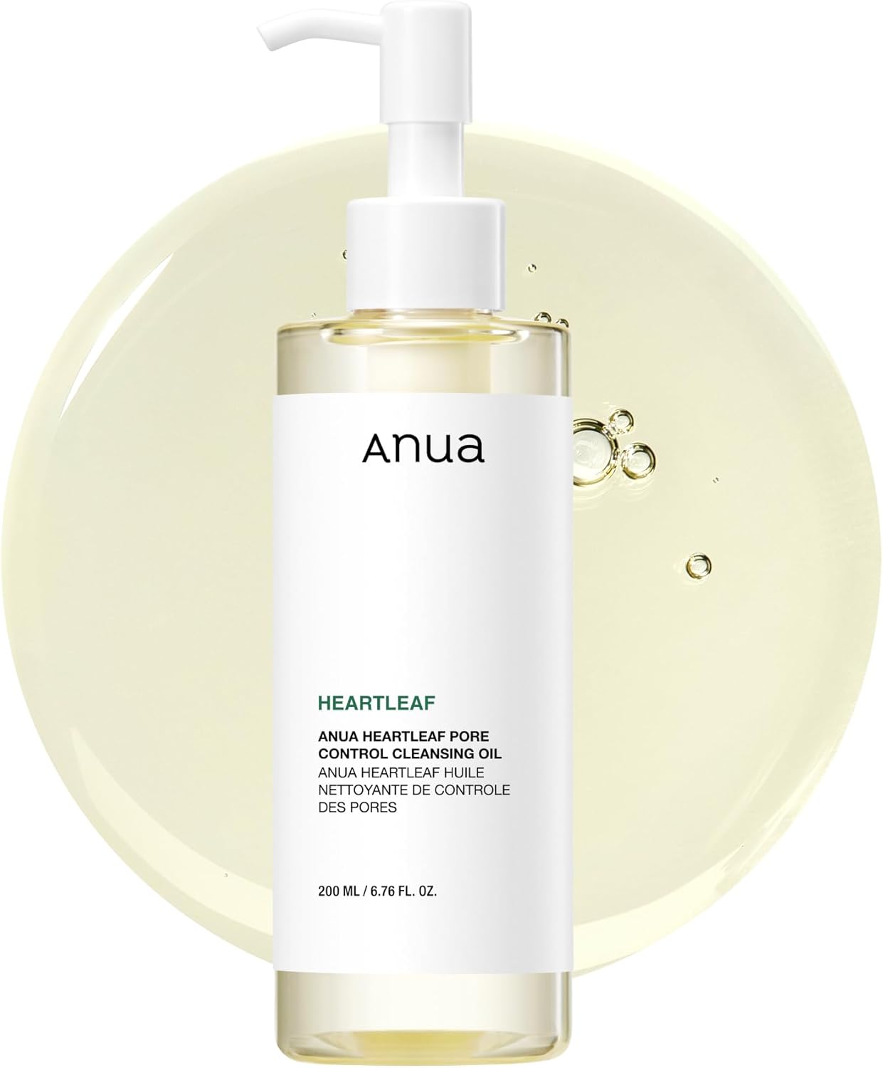 Anua Huile Nettoyante Contrôle des Pores Heartleaf, Démaquillant Huile Visage, Dissolvant Points Noirs, Soin Coréen 200ml (6.76 fl oz)
