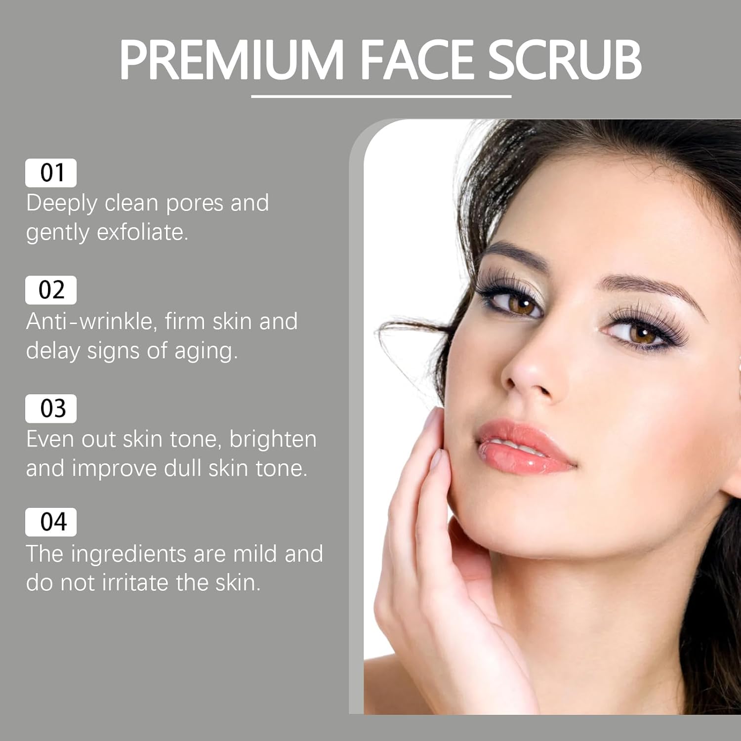 Gommage Visage Nettoyant Exfoliant Unifie le Teint Ingrédients Doux Éclaircit la Peau