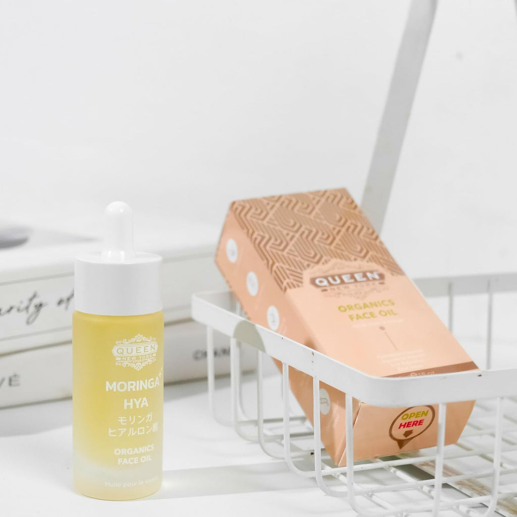 QUEEN MORINGA HYA – Moringa Bio Naturelle et Acide Hyaluronique – Hydratant – Huile Visage Hydratante Éclat Naturel – Légère, Absorption Rapide, Non-comédogène – Sans Parfum