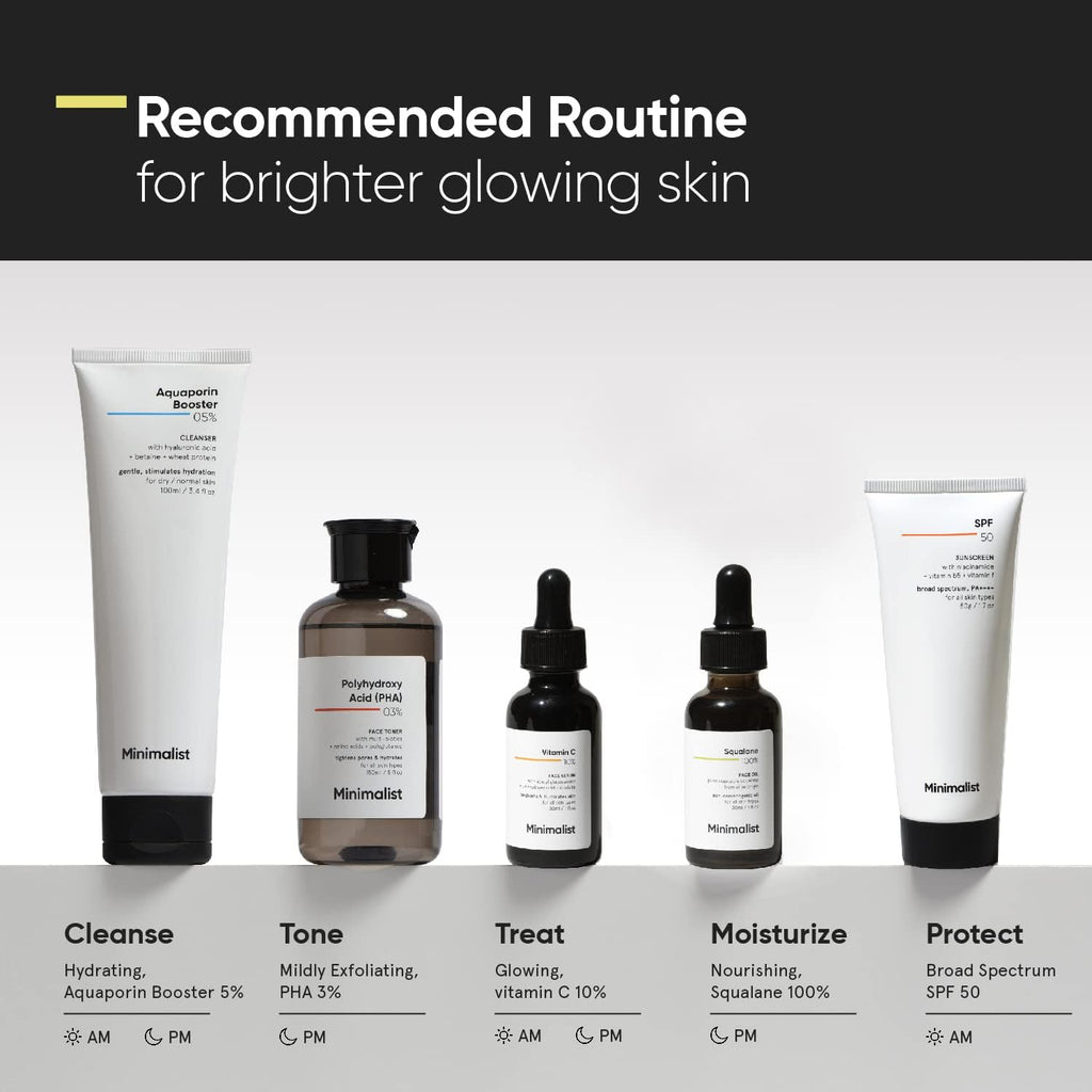 Huile Visage Minimaliste Hydratante | Squalane 100% | Ultra-légère et d'Origine Végétale | Hydratation Légère et Réduction des Ridules, 30 ml 1 fl oz (Lot de 1)