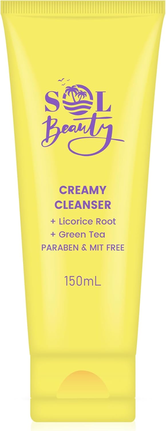 Sol Beauty Creamy Face Cleanser – Gentle Face Wash, Hydrating Facial Cleanser, Deep-Cleansing Treatment with Hyaluronic Acid & Niacinamide for Radiant, Healthy-Looking Skin – 150ml