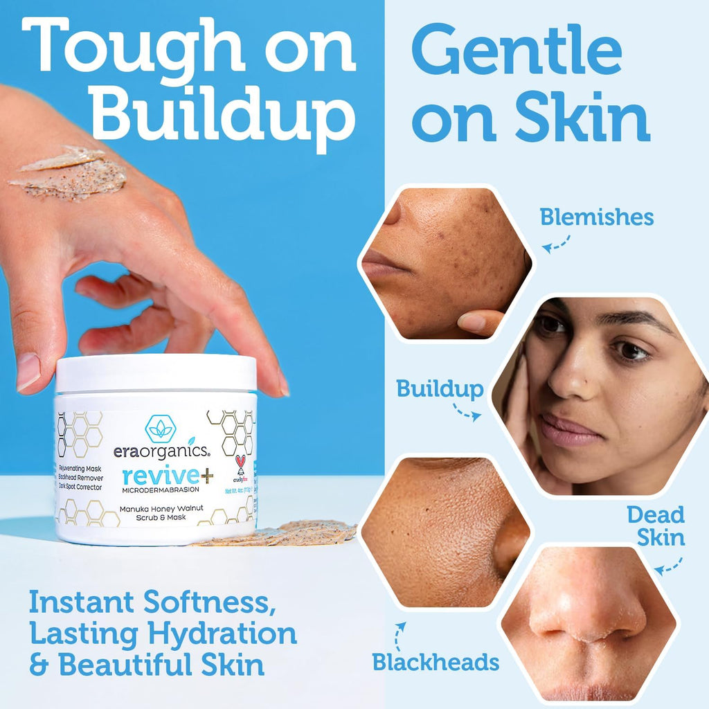 Gommage Exfoliant Visage au Miel de Manuka – Microdermabrasion Douce pour Aider à Lisser, Adoucir et Équilibrer la Peau avec des Super-aliments Biologiques Hydratants 56g
