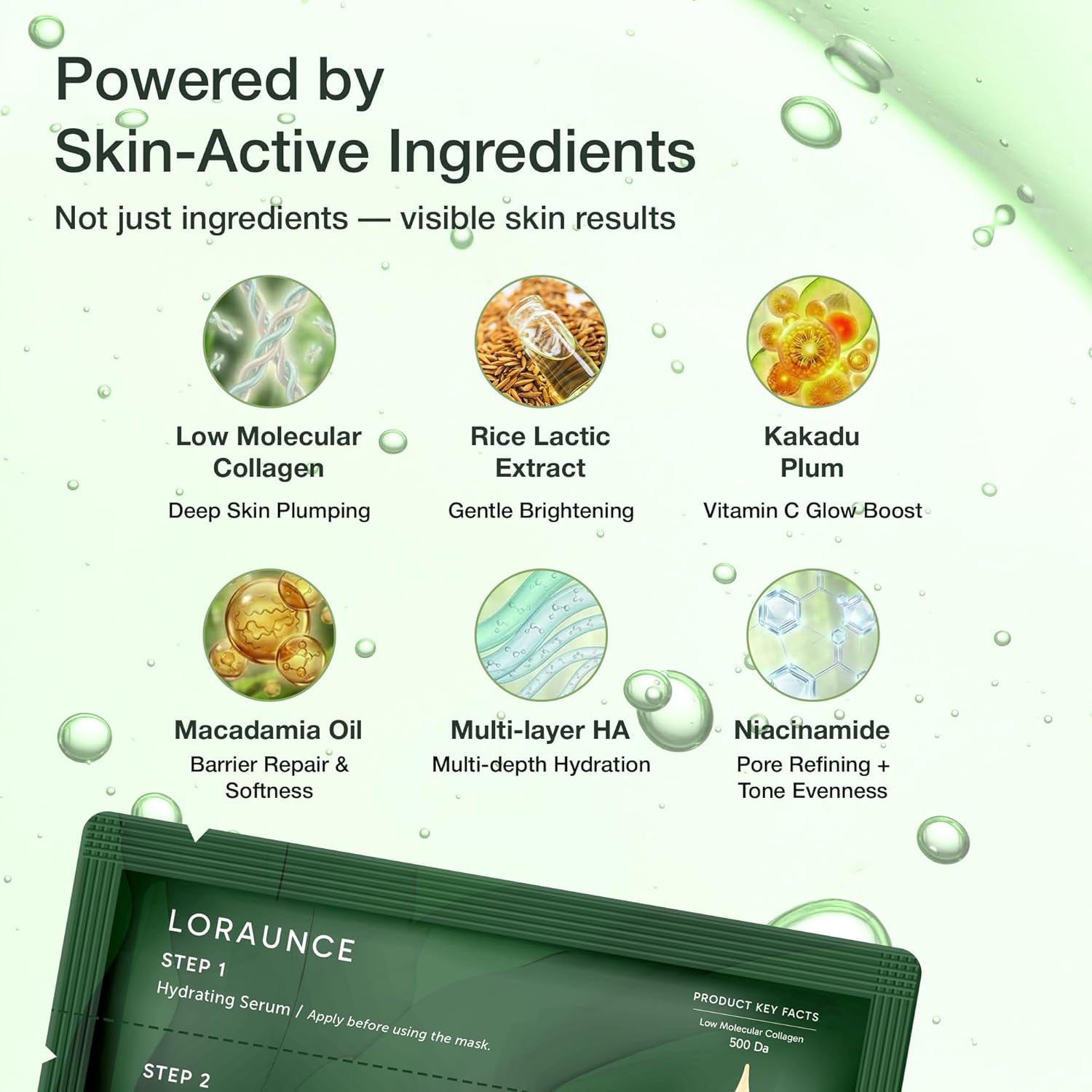 Masque visage Bio-Collagène – Masque en tissu hydratant pour une peau éclatante et lisse, minimisant les pores et améliorant l'élasticité – Masque de nuit enveloppant au collagène, Biotechnologie avancée pour les peaux sensibles